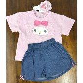 日本 SANRIO MY MELODY 小童服飾 女裝 女童 女孩 童裝 幼童 米樂蒂 短袖短褲套裝 100碼 3-4歲